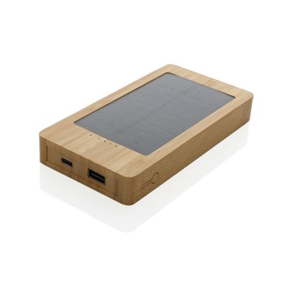 Bambusowy power bank 8000 mAh, ładowarka słoneczna