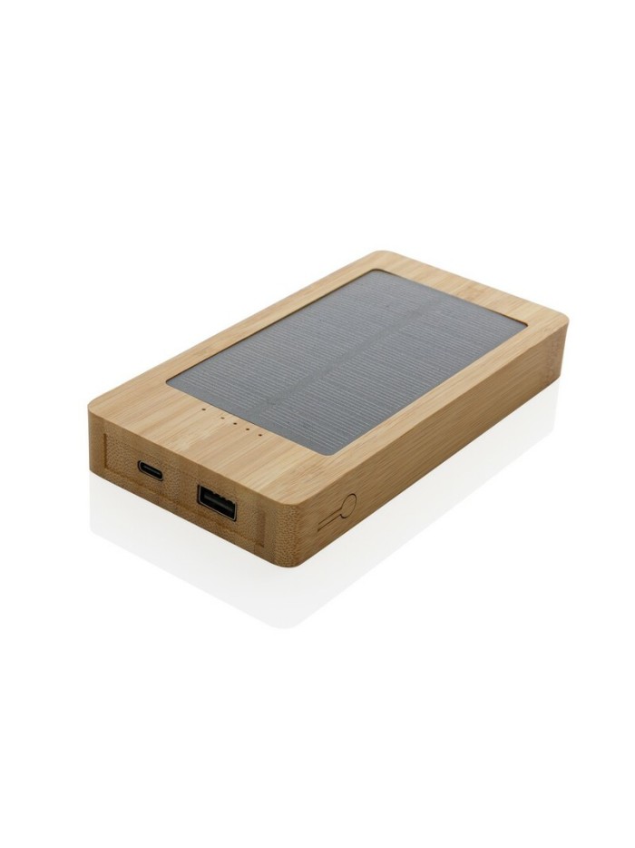 Bambusowy power bank 8000 mAh, ładowarka słoneczna