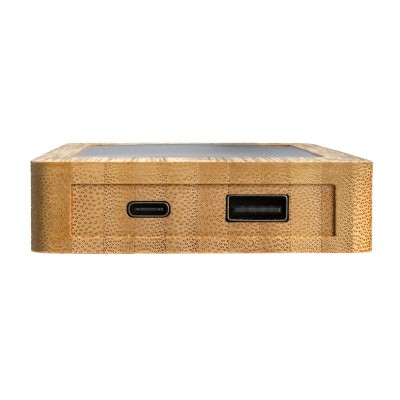 Bambusowy power bank 8000 mAh, ładowarka słoneczna