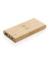 Bambusowy, bezprzewodowy power bank 8000 mAh, ładowarka bezprzewodowa 5W