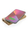 Bambusowy, bezprzewodowy power bank 8000 mAh, ładowarka bezprzewodowa 5W
