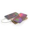 Bambusowy, bezprzewodowy power bank 8000 mAh, ładowarka bezprzewodowa 5W