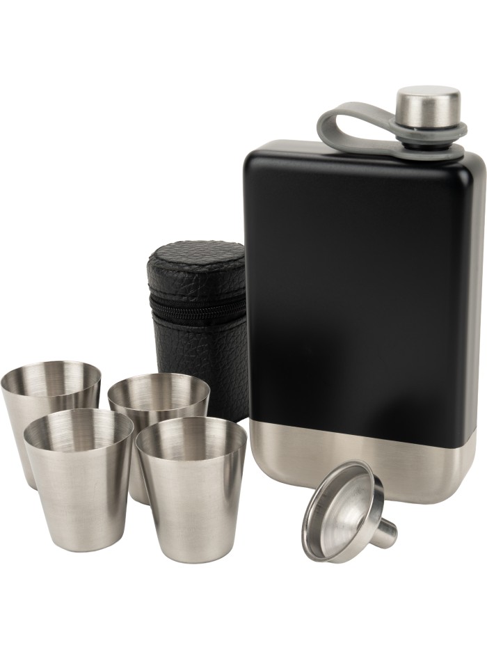 Zestaw piersiówka 266 ml, kieliszki 30 ml i lejek TAHAT Schwarzwolf