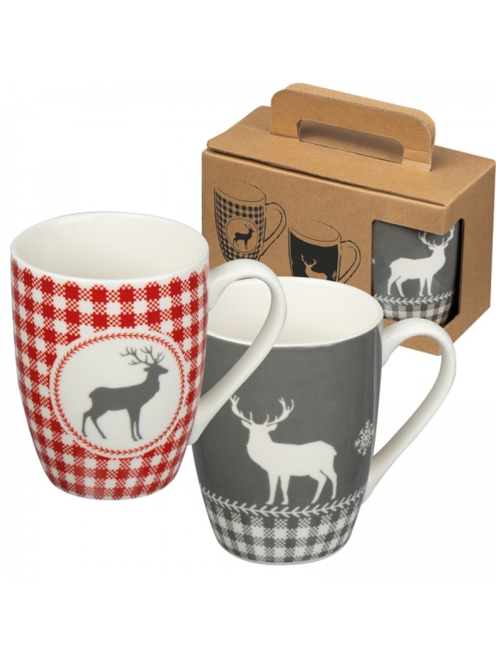 Zestaw 2 świątecznych kubków porcelanowych 300 ml ARMIN