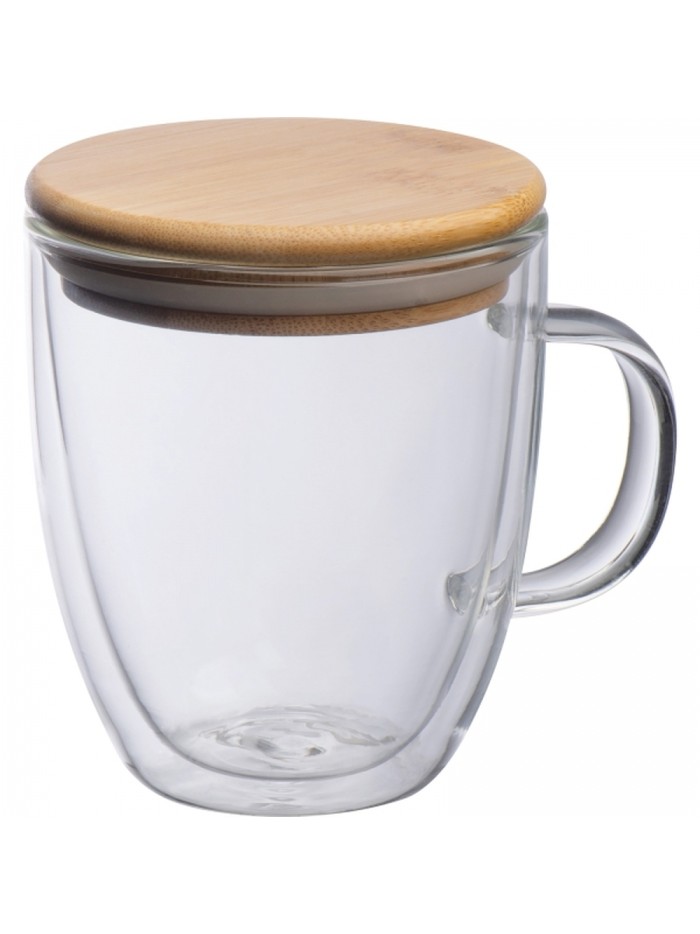 Kubek szklany z pokrywką 350 ml CECIL