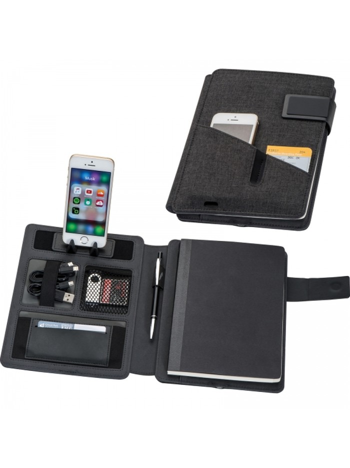 Folder A5 z notatnikiem w linie i power bankiem 4000 mAh FABIOLA