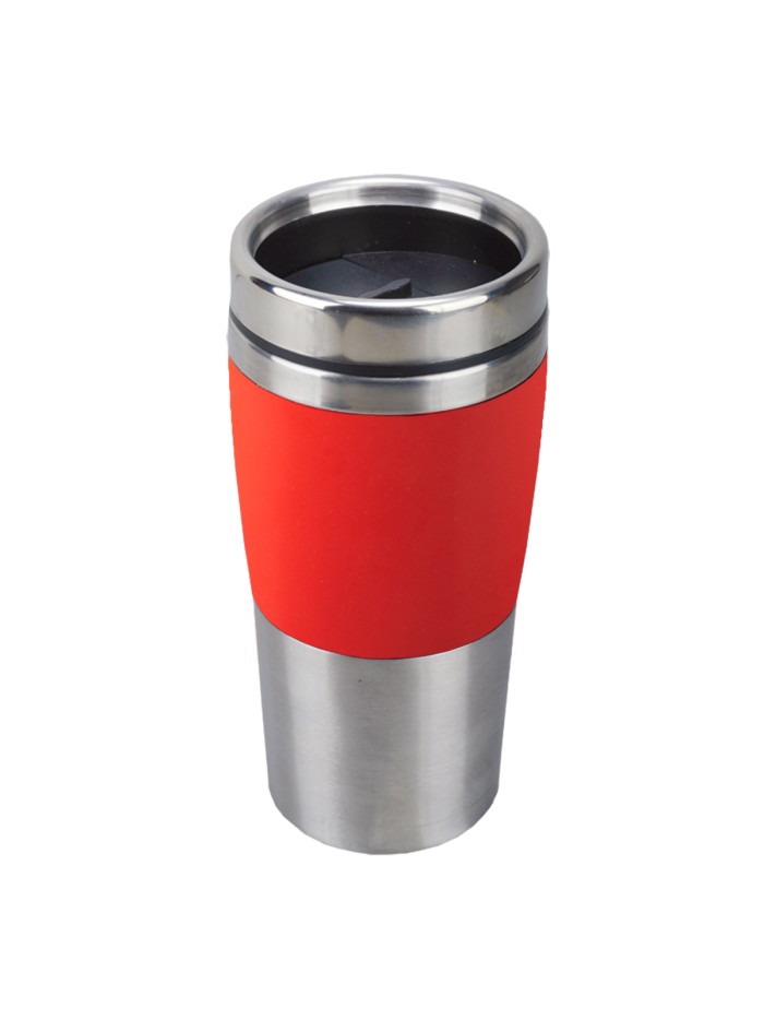 Kubek termiczny Resolute 380 ml, czerwony/srebrny