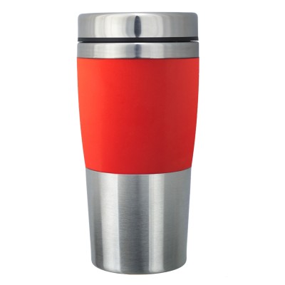 Kubek termiczny Resolute 380 ml, czerwony/srebrny