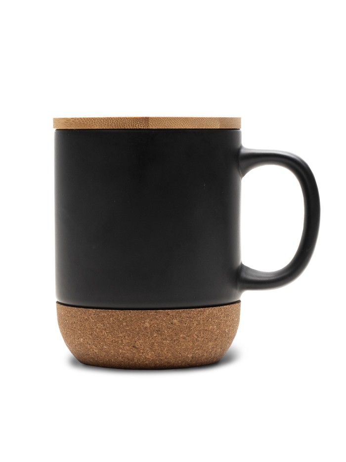 Kubek ceramiczny z bambusową przykrywką Giulia, czarny