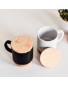 Kubek ceramiczny z bambusową przykrywką Giulia, czarny