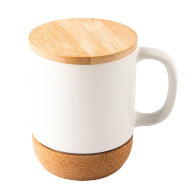 Kubek ceramiczny z bambusową przykrywką Giulia, czarny