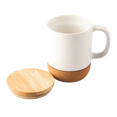 Kubek ceramiczny z bambusową przykrywką Giulia, czarny