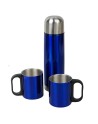 Metalowy termos Picnic 480 ml + 2 kubki, niebieski/srebrny