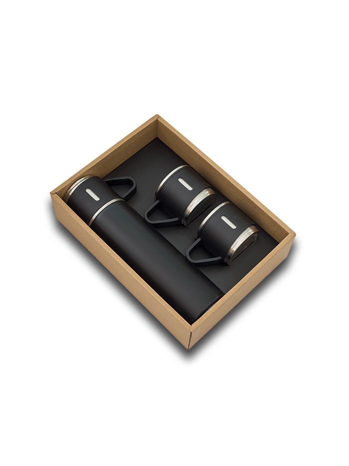 Termos z kubkami Attu 500 ml, czarny