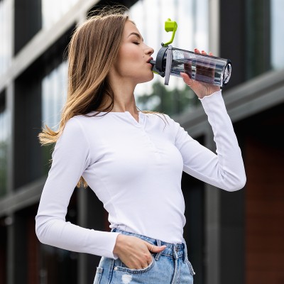 Bidon Feelsogood 700 ml, niebieski/szary