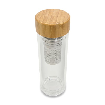 Dwuścienna butelka z zaparzaczem Helen 400 ml, transparentny