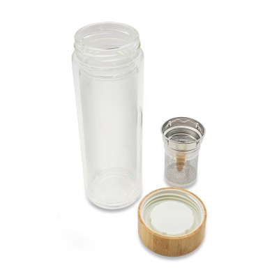 Dwuścienna butelka z zaparzaczem Helen 400 ml, transparentny