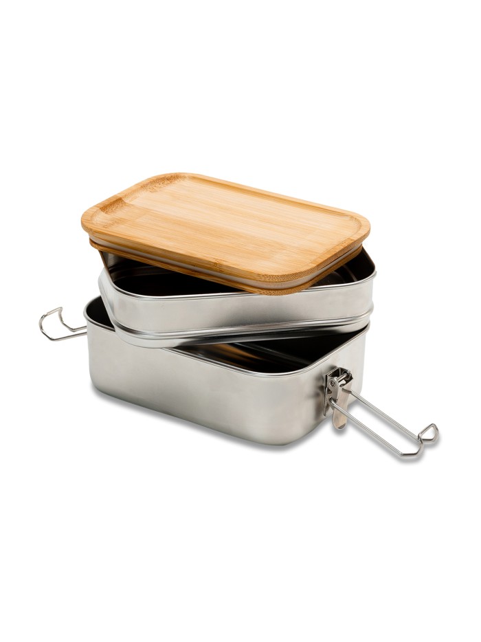 Double lunch box Alcora 1100 ml, srebrny