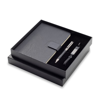 Zestaw upominkowy z kablem USB 2w1 Davos, czarny