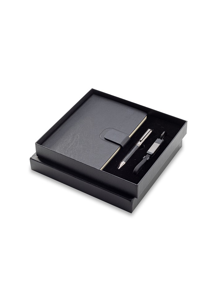 Zestaw upominkowy z kablem USB 2w1 Davos, czarny