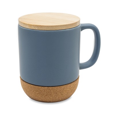 Kubek ceramiczny z bambusową przykrywką Giulia, czarny