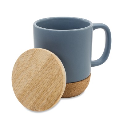 Kubek ceramiczny z bambusową przykrywką Giulia, czarny