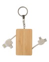 Kabel do ładowania, bambusowy brelok do kluczy