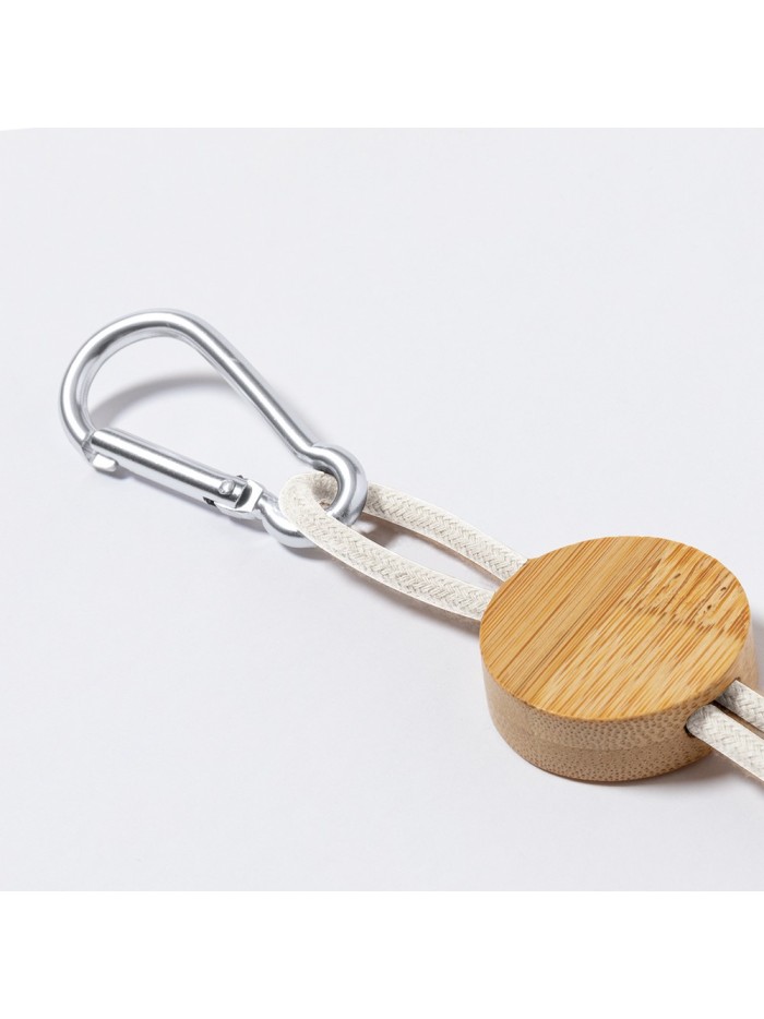 Kabel do ładowania ze słomy pszenicznej i bawełny z karabińczykiem, bambusowy element