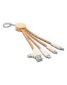 Korkowy kabel do ładowania B`RIGHT, bambusowy element, brelok do kluczy | Antez