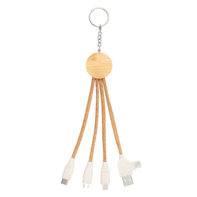 Korkowy kabel do ładowania B`RIGHT, bambusowy element, brelok do kluczy | Antez