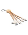 Korkowy kabel do ładowania B`RIGHT, bambusowy element, brelok do kluczy | Antez