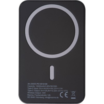 Power bank magnetyczny z ABS z recyklingu 10000 mAh DONNA