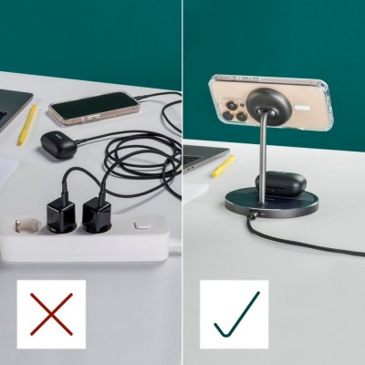 Magnetyczna ładowarka bezprzewodowa 2 w 1 15W Hama