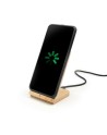 Bambusowa ładowarka bezprzewodowa 10W B'RIGHT, stojak na telefon