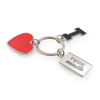 Brelok do kluczy "I love ..." z metalową plakietką | Lydus