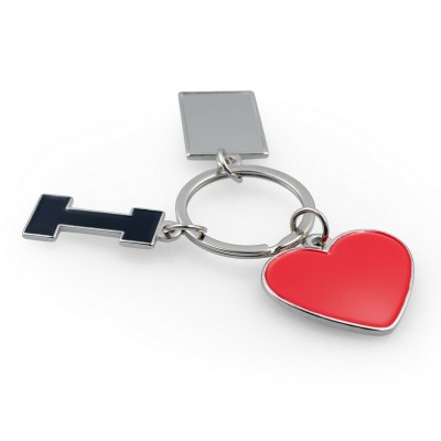 Brelok do kluczy "I love ..." z metalową plakietką | Lydus