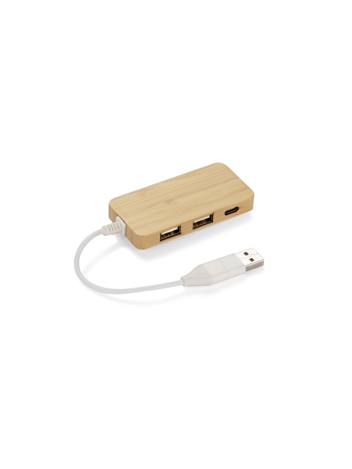 Rozdzielacz bambusowy HUB USB z wymienną wtyczką - RIVO