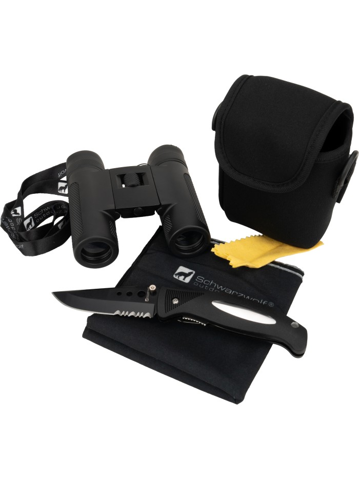 Zestaw lornetka, bandana, nóż CROSSET Schwarzwolf