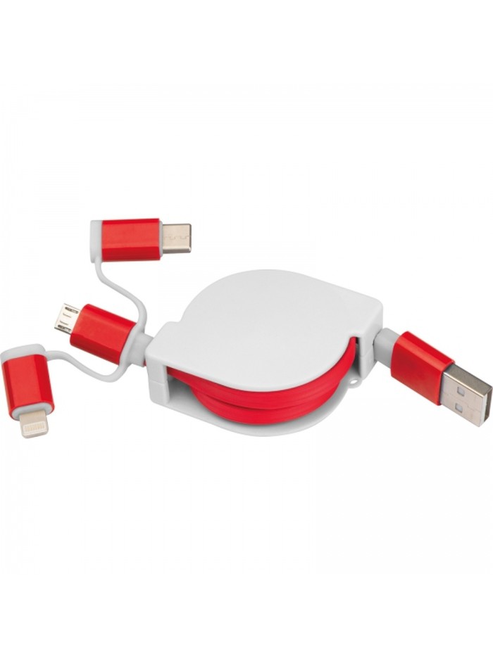 Kabel do ładowania z 3 wtyczkami rozwijany NICO