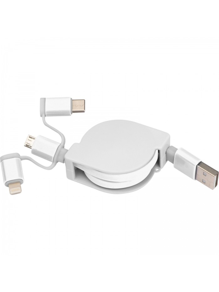 Kabel do ładowania z 3 wtyczkami rozwijany NICO
