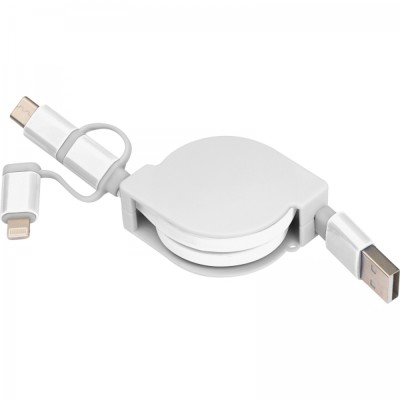 Kabel do ładowania z 3 wtyczkami rozwijany NICO