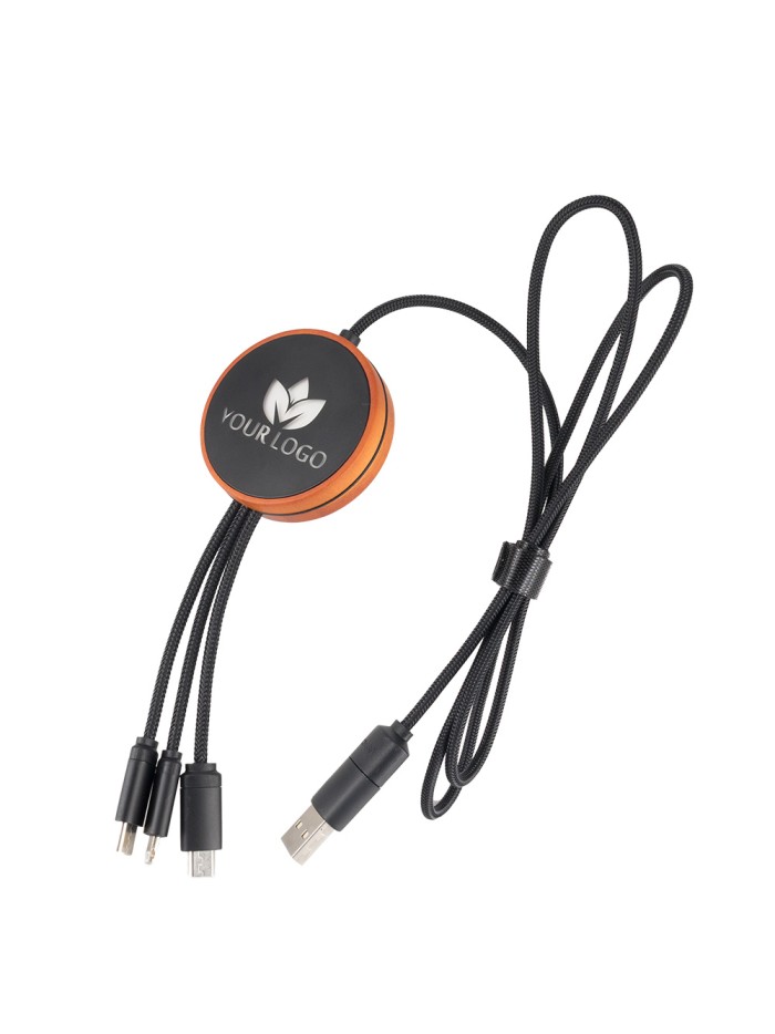 Kabel z ładowarką indukcyjną 4w1 w drewnianej obudowie - i5w