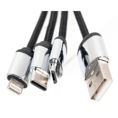 Kabel 4 w 1 z podświetlanym logo w drewnianej obudowie