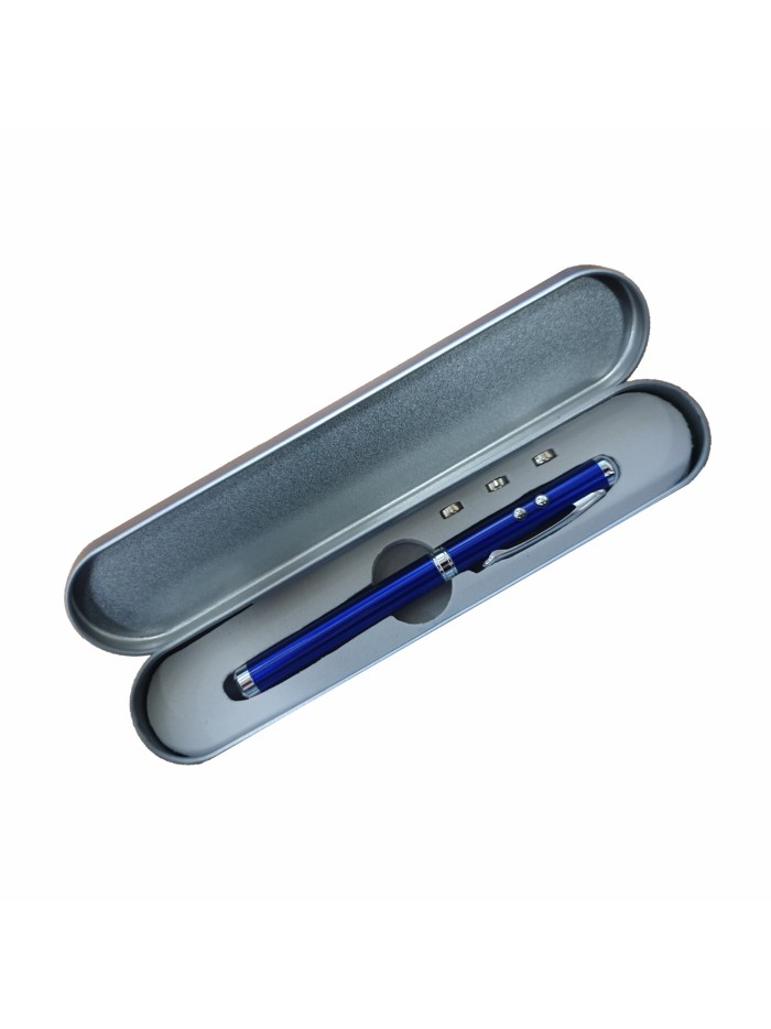 Długopis ze wskaźnikiem laserowym Supreme – 4 w 1, niebieski