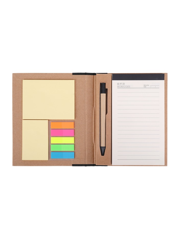 Notes memo 100x180/70k linia Kraft Paper, czarny/beżowy