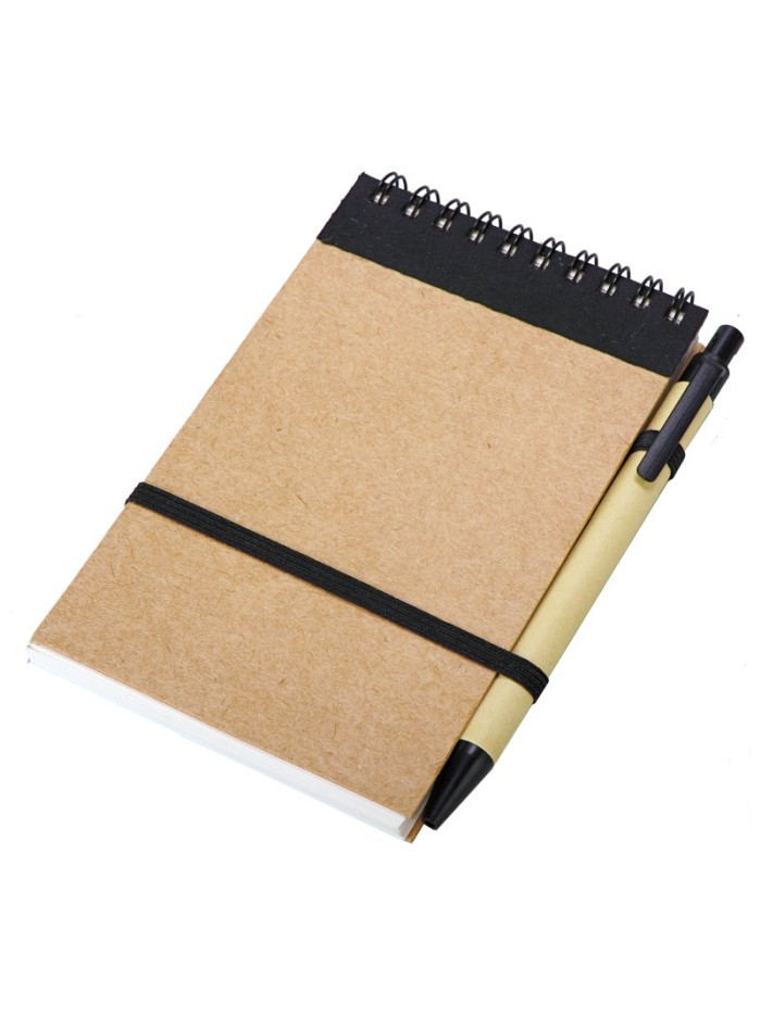 Notes Kraft z długopisem, czarny/beżowy