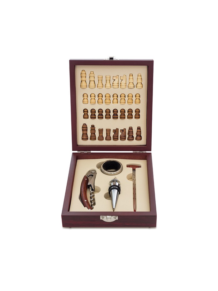 Zestaw do wina z szachami Sublime, brązowy
