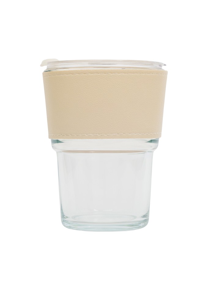 Kubek szklany Vigo 350 ml, beżowy/transparentny
