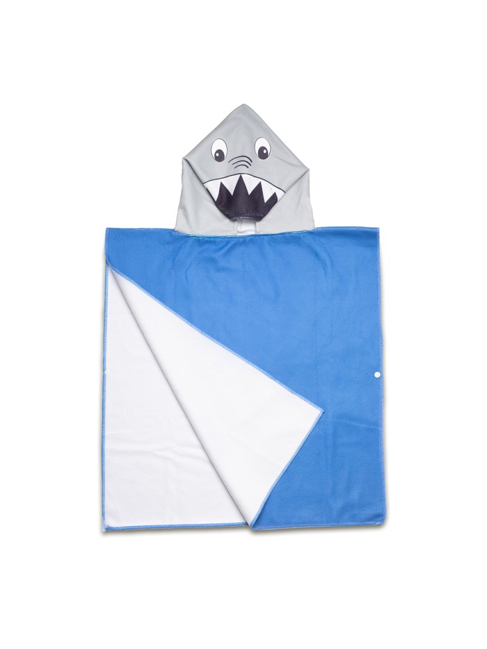 Ponczo-ręcznik z kapturem Sharky, niebieski