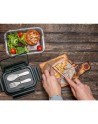 Szklany lunch box ze sztućcami Lagos 1000 ml, czarny